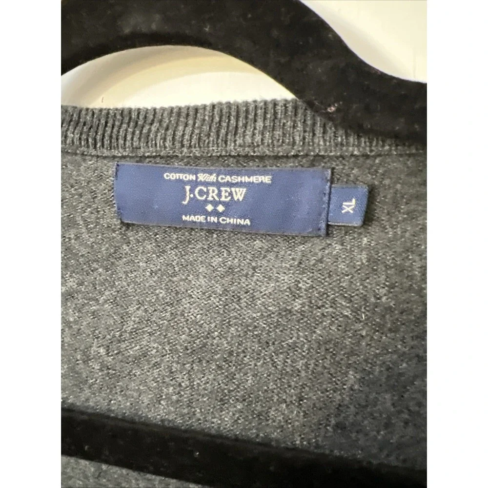 J Crew Men's Knit Sweater Cotton‎ Cashmere Blend Sz Extra Large Crew Neck Gray